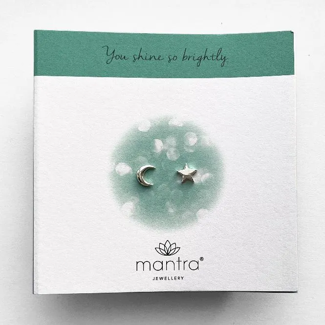 Moon & Star Earrings in Sterling Silver