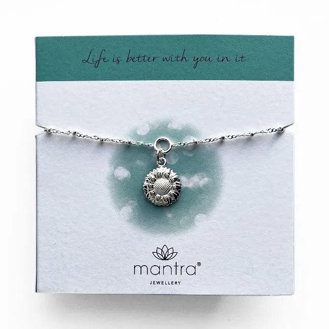 Sunflower Charm Bracelet in Sterling Silver