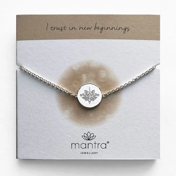 Lotus Flower Disc Bracelet in Sterling Silver