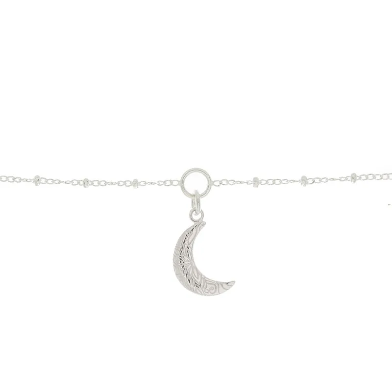 Crescent Moon Charm Bracelet in Sterling Silver
