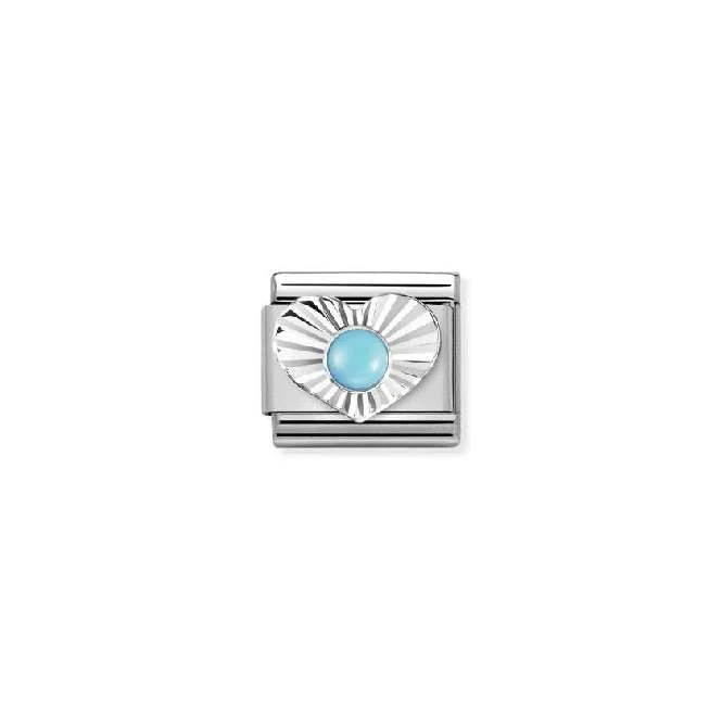 Classic Silver Turquoise Diamond Heart Sparkly & Stones Charms