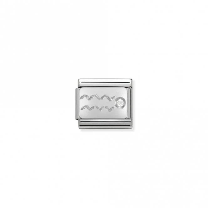 Classic Silver CZ Aquarius Zodiac Charms