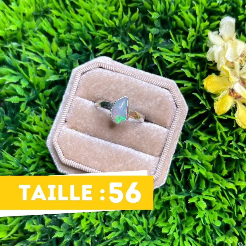 Roher äthiopischer Opal-Silberring Nr. 85
