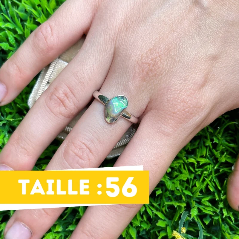 Roher äthiopischer Opal-Silberring Nr. 78