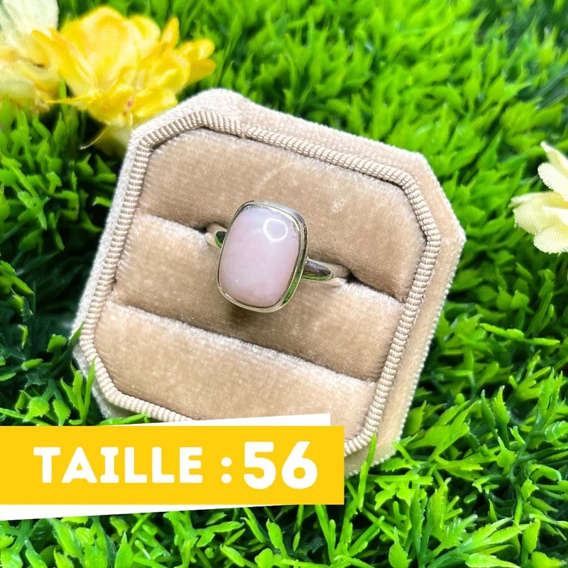 Rosafarbener Opal-Silberring Nr. 43