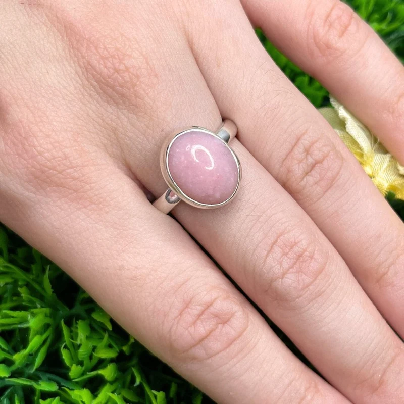 Rosafarbener Opal-Silberring Nr. 48
