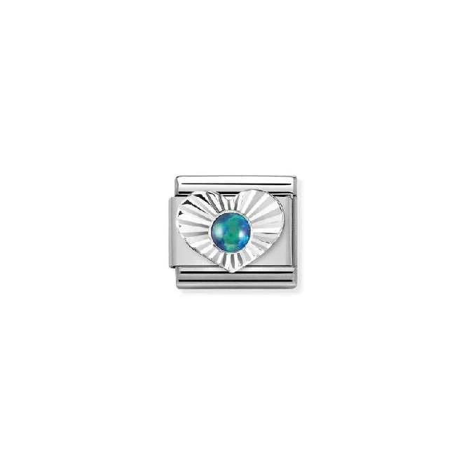 Classic Silver Green Opal Diamond Heart Sparkly & Stones Charms