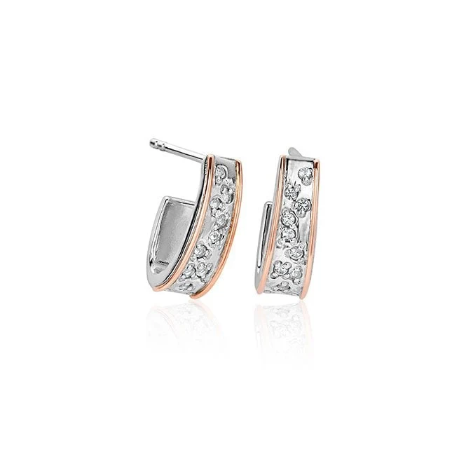 Cariad Sparkle Silver Half-Hoop Drop Earrings
