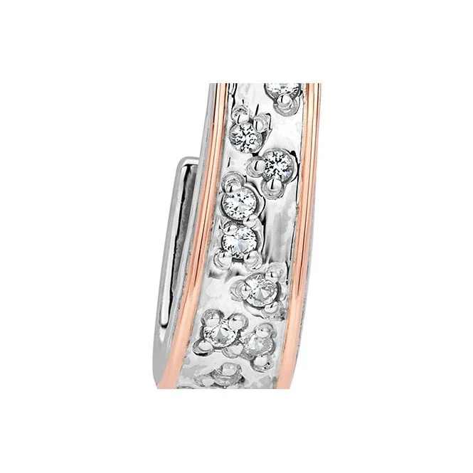 Cariad Sparkle Silver Half-Hoop Drop Earrings