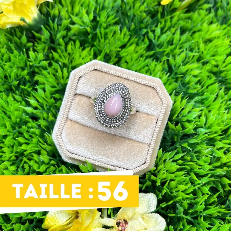 Rosafarbener Opal-Silberring Nr. 2