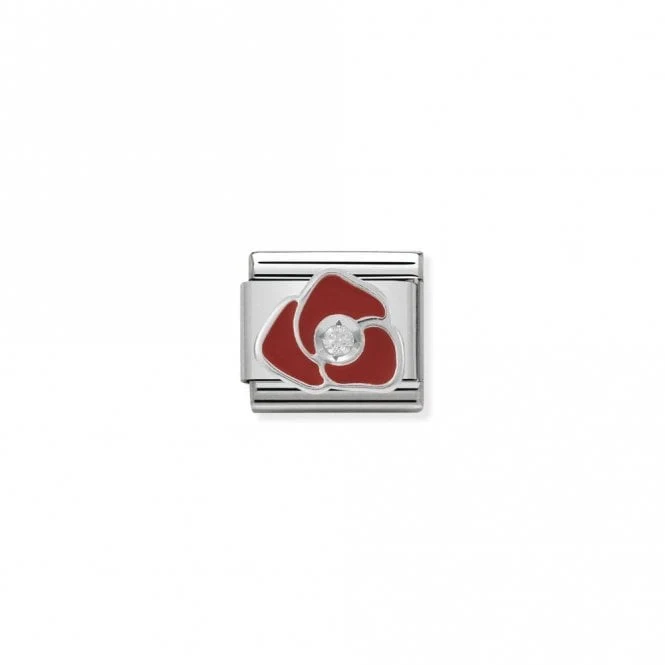 Classic Silver CZ Red Rose Flowers & Nature Charms