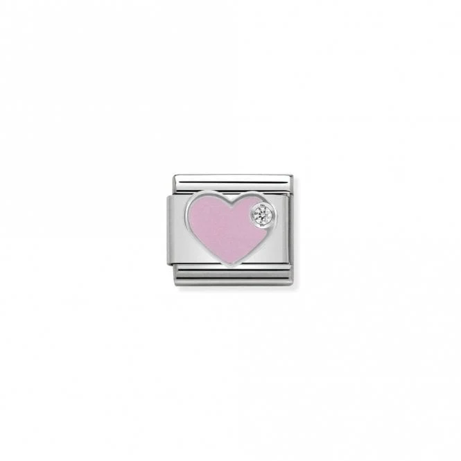 Classic Silver CZ Pink Heart Love & Hearts Charms