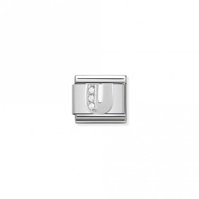 Classic Silver CZ U Letter Charms