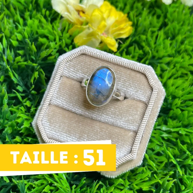 Bluefire Labradorit-Silberring Nr. 62