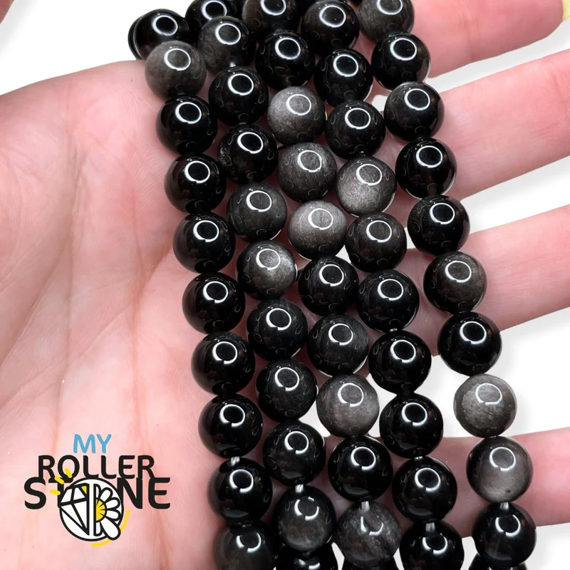 5A Silberne Obsidianperle