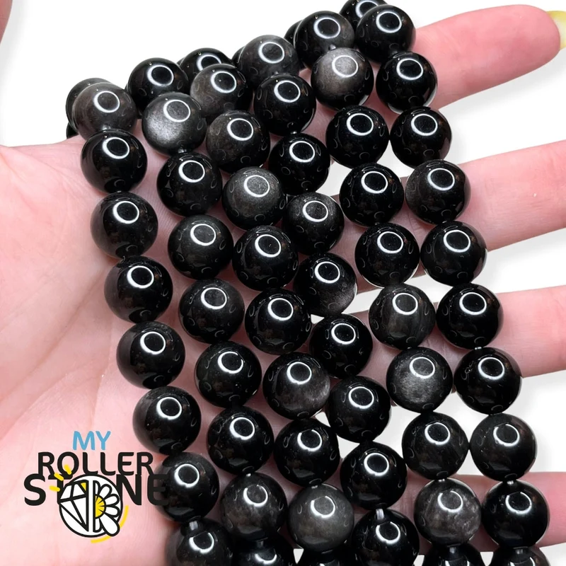 5A Silberne Obsidianperle