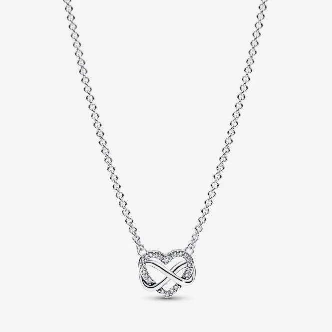 Sparkling Infinity Heart Collier Necklace, 50cm