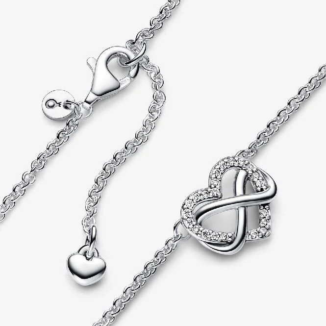 Sparkling Infinity Heart Collier Necklace, 50cm
