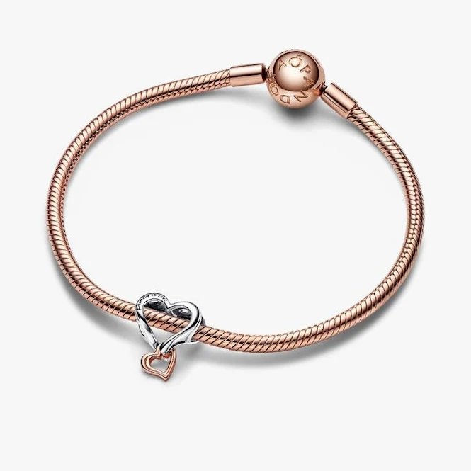 Two-Tone Openwork Infinity Heart Charms
