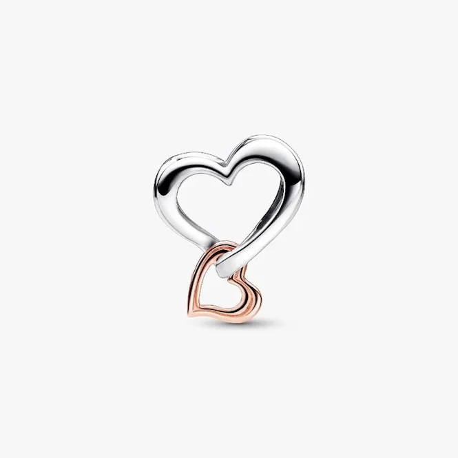 Two-Tone Openwork Infinity Heart Charms