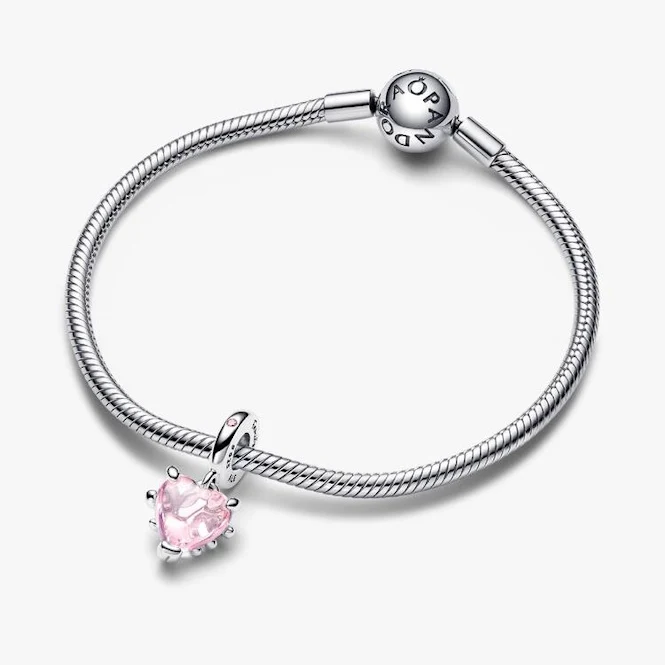 Pink Family Tree & Heart Dangle Charms