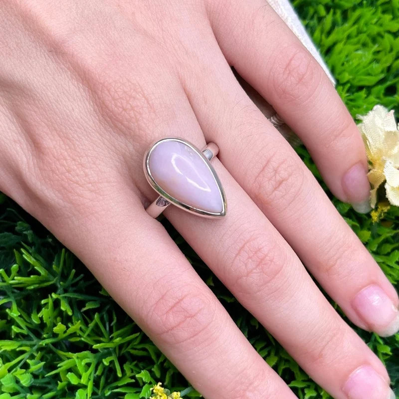 Rosafarbener Opal-Silberring Nr. 33