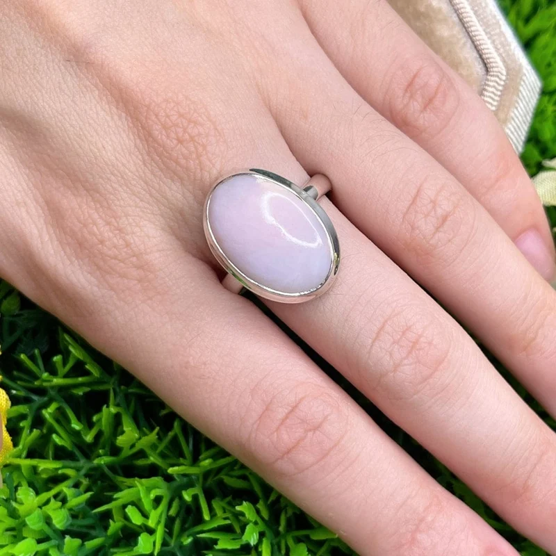 Rosafarbener Opal-Silberring Nr. 45