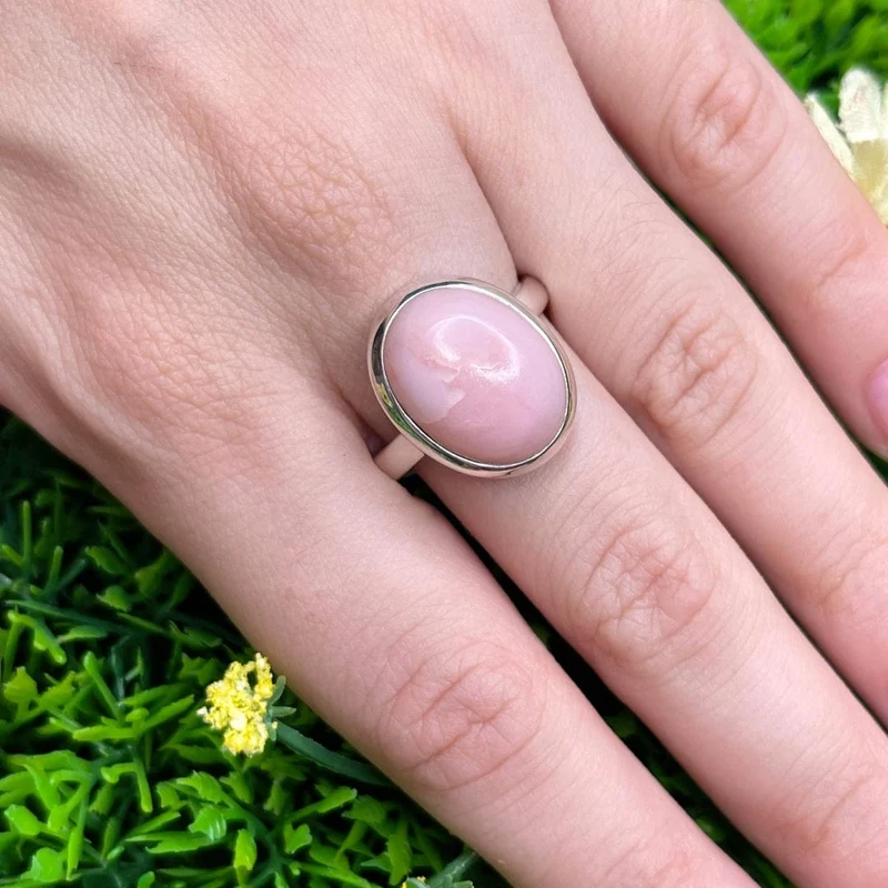 Rosafarbener Opal-Silberring Nr. 31
