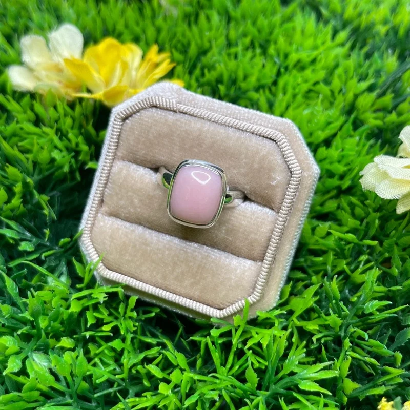 Rosafarbener Opal-Silberring Nr. 47
