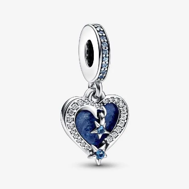 Celestial Shooting Star Heart Double Dangle Charms