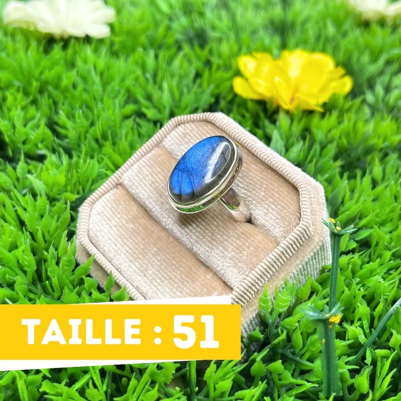 Bluefire Labradorit-Silberring Nr. 37