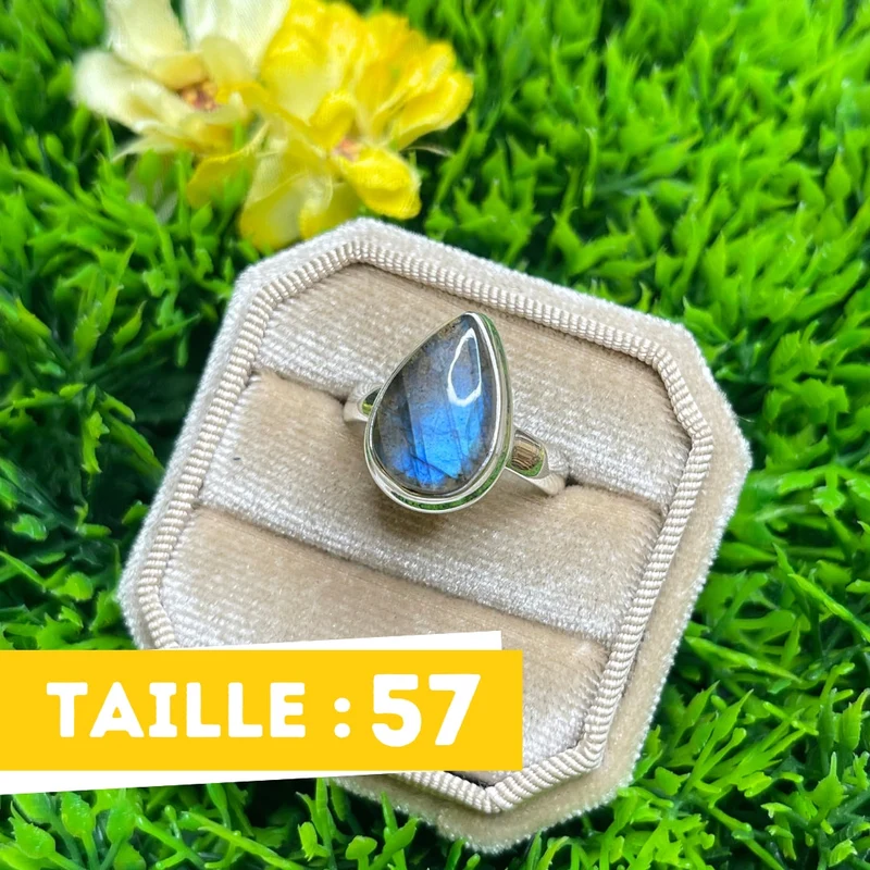 Bluefire Labradorit-Silberring Nr. 43