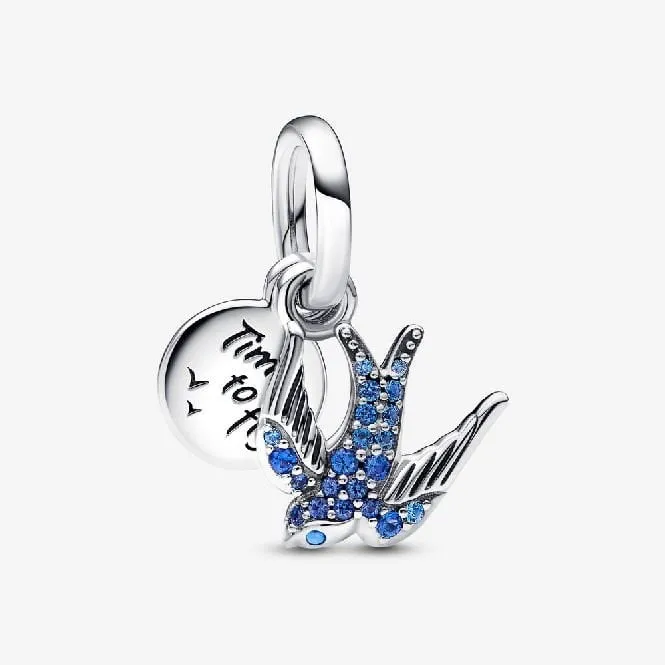 Sparkling Swallow & Quote Double Dangle Charms
