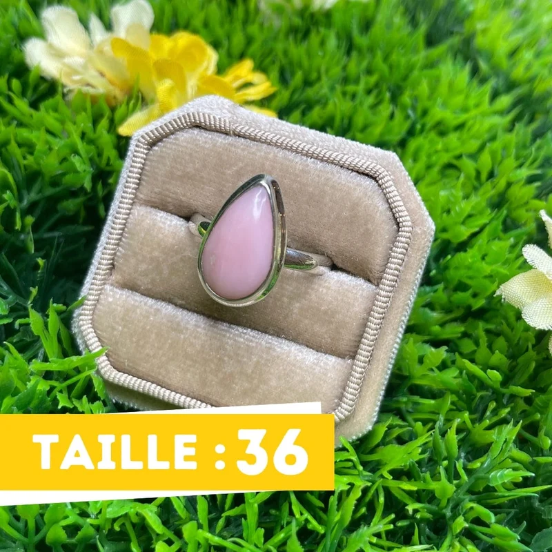 Rosafarbener Opal-Silberring Nr. 36