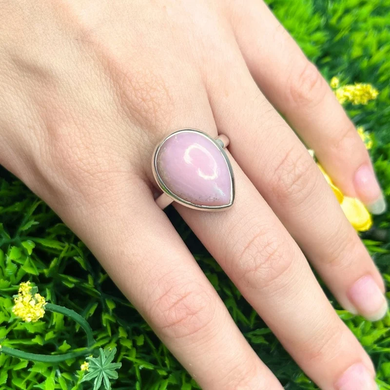 Rosafarbener Opal-Silberring Nr. 29