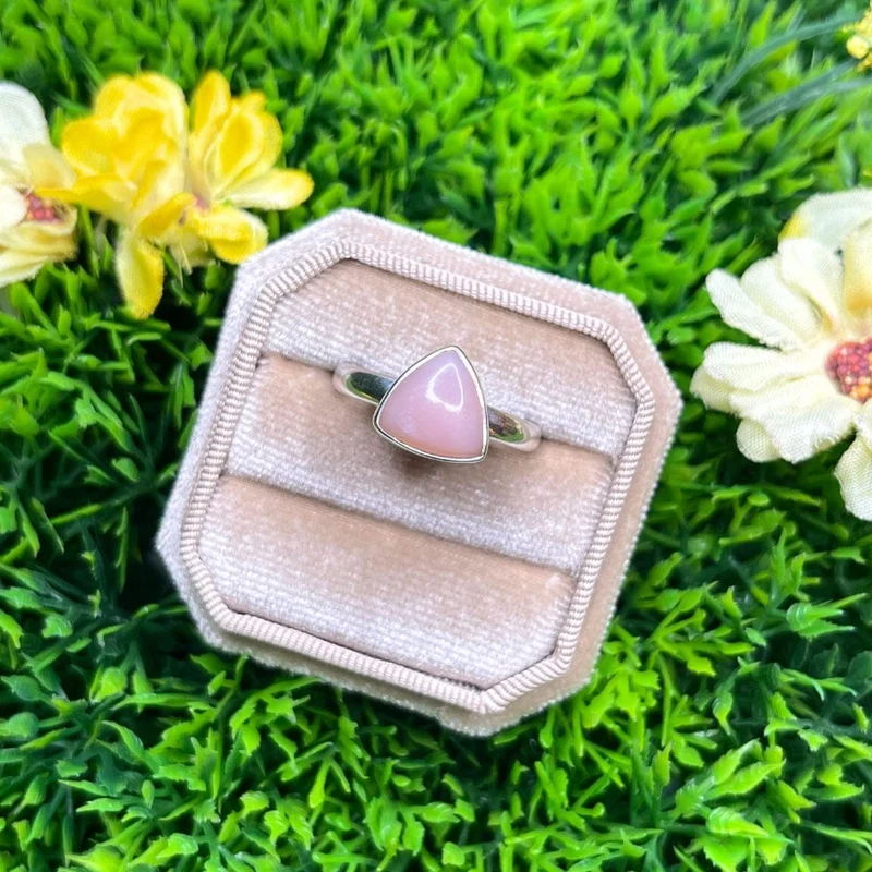 Rosafarbener Opal-Silberring Nr. 14