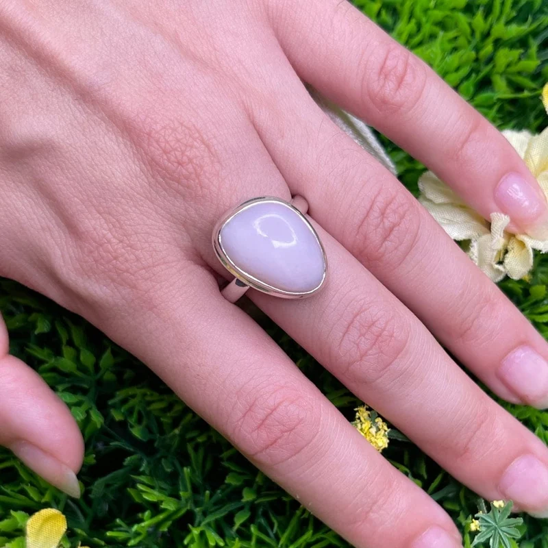 Rosafarbener Opal-Silberring Nr. 13