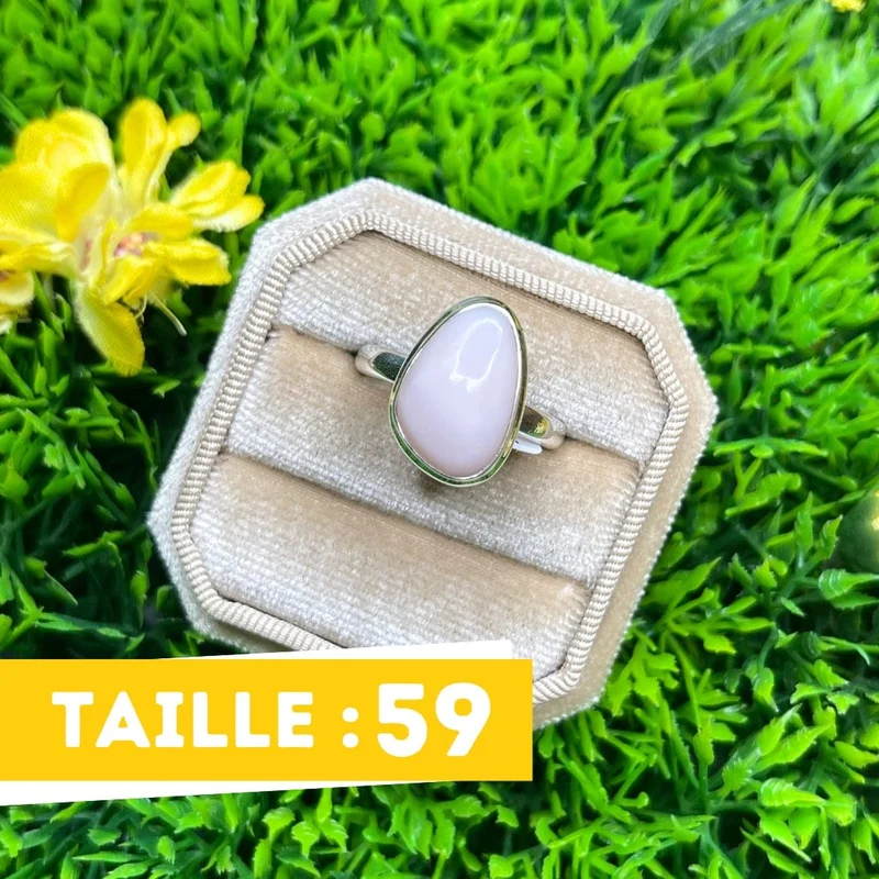 Rosafarbener Opal-Silberring Nr. 9