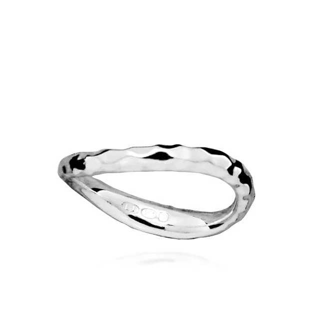 Off The Beaten Track Hammered Silver Ring, Size 54