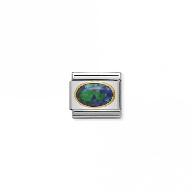 Classic Gold Green Opal Stone Sparkly Charms