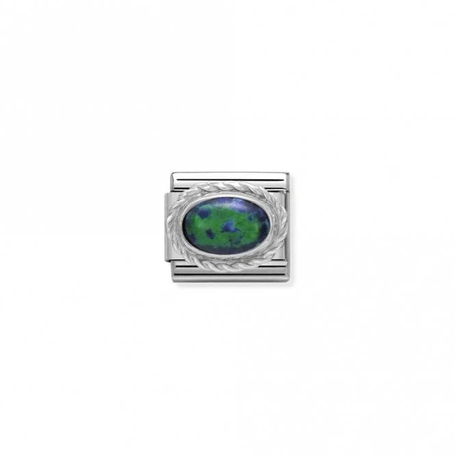 Classic Silver Green Opal Oval Sparkly Charms