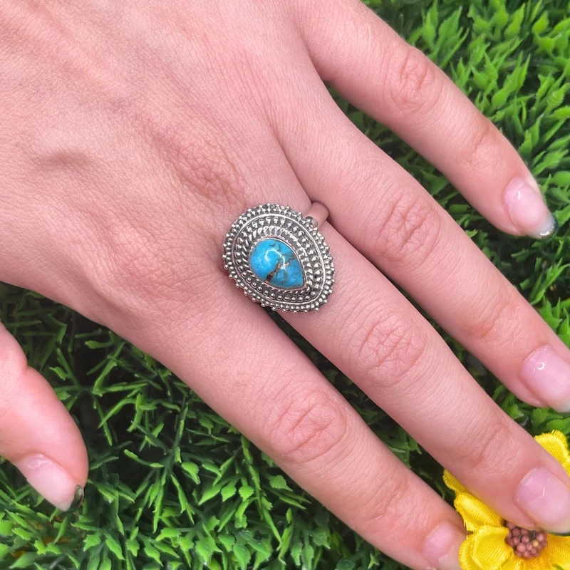 Silber-Türkis-Kupfer-Ring #4