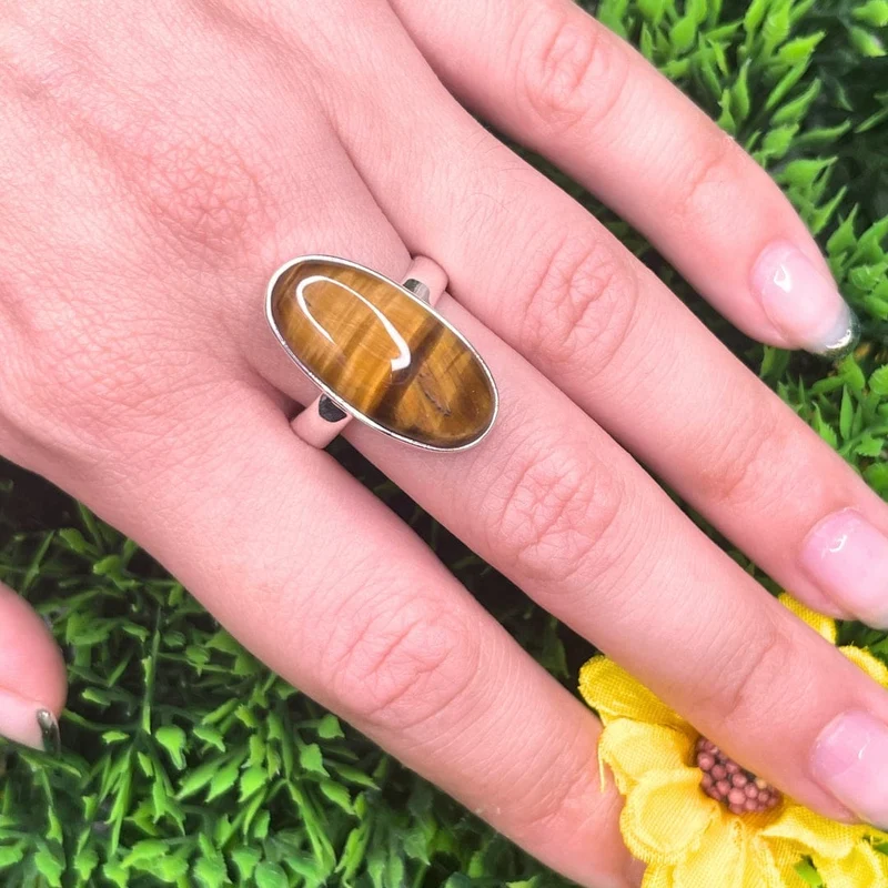 925 Silber Tigerauge Ring #17