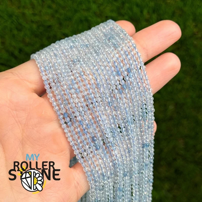 5A Aquamarin facettierte runde Perle