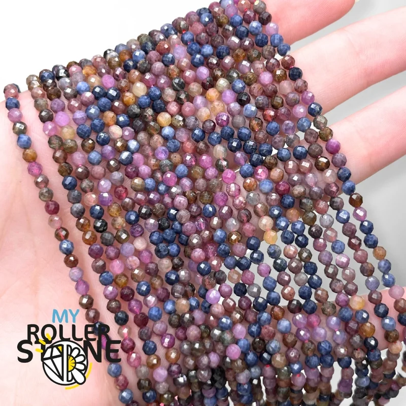 Facettierte Perle aus Rubin und Saphir