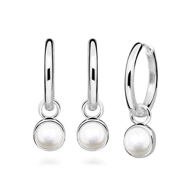 Silver June Birthstone Huggie Hoop Earrings