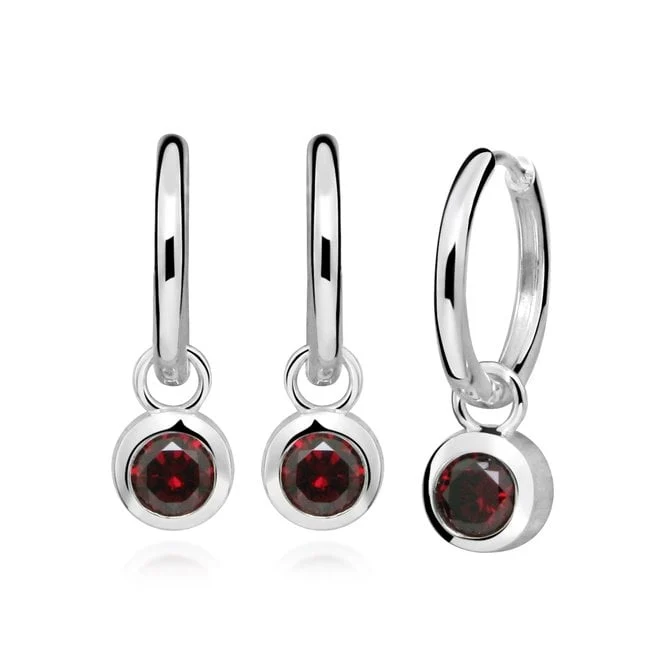 Silver January Birthstone Huggie Hoop Earrings