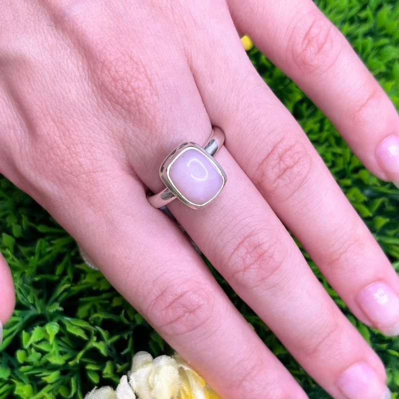 Rosafarbener Opal-Silberring Nr. 56