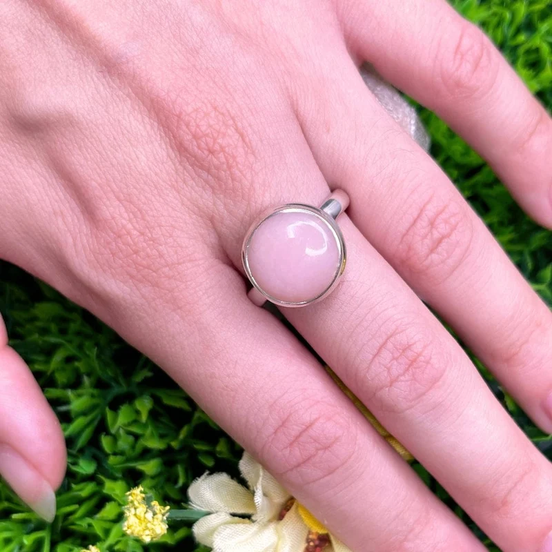Rosafarbener Opal-Silberring Nr. 53