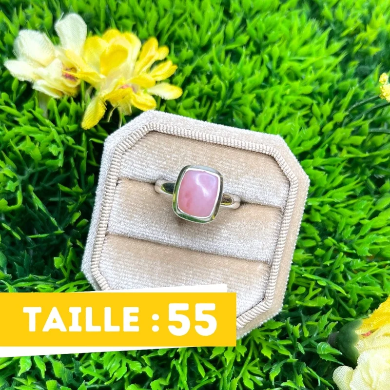Rosafarbener Opal-Silberring Nr. 52